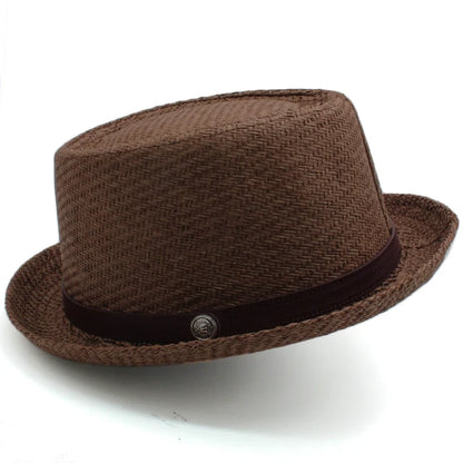 Men Women Straw Pork Pie Hats Summer Sunhat Boater Caps Sailor Sombrero Beach Fedora Trilby Outdoor Travel US Size 7 1/4 UK L