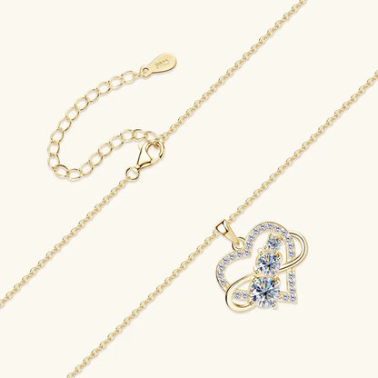 Certified Moissanite Infinite Love Heart Pendant Necklace Real S925 Sterling Silver for Women Fine Jewelry Gifts Cadena