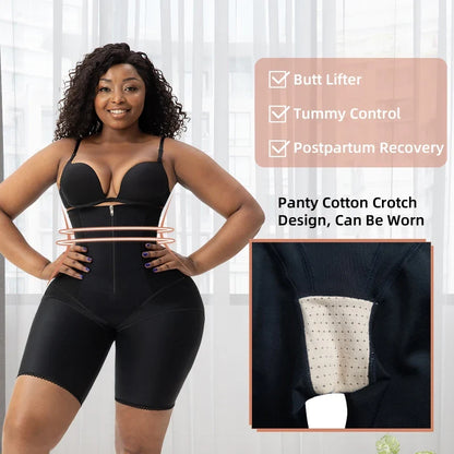 High Waist Body Shaper Women Postpartum Recovery Tummy Control Butt Lifter Zipper With Inner Hooks In Front Shapewear Shorts