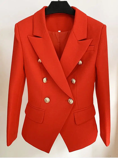 HIGH STREET 2026 Classic Baroque Designer Jacket Women's Metal Lion Buttons Double Breasted Textured Blazer Mint Green