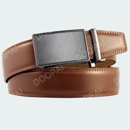 Mens Leather Belt  Automatic Genuine Leather Belts Leisure Fashion Ratchet Belts for Men Pants Waistband Ремень