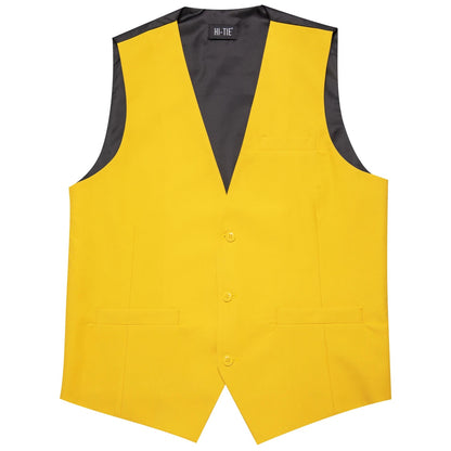 New Light Yellow Men Vest Wedding Solid Waistcoat Neck Tie Hanky Cufflinks Set for Male Suit Business Party Designer Gifts