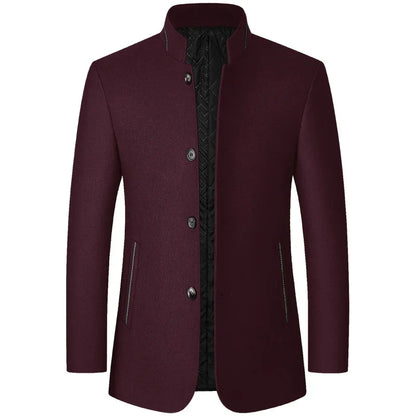 Male Slim Fit Blazers Jackets Blazers Coats Men Cashmere Blazers Suits Jackets Stand-up Collar Business Casual Suits Coats