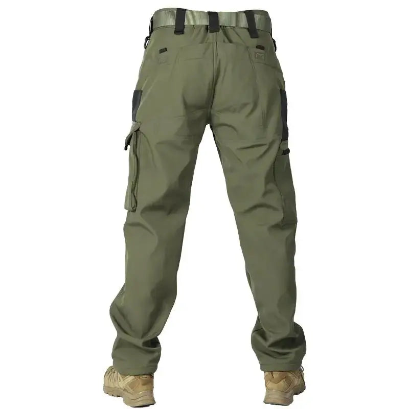 Men's Tactical Work Fleece Pant Multi-Pocket Waterproof SoftShell Trousers Winter Outdoor Wear-Resistant Thick Warm Camping Pant