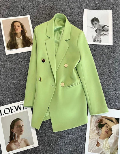 Women's Casual  Jaet Coat 22 Colors Small Suit Outerwear Long Sve Commute Sle Pure Color Spring Season