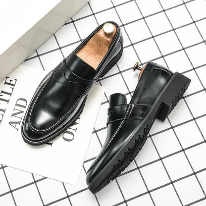 Mens Casual Leather Breathable Business Designer Brand Office Loafers Formal Classic Smile Footwear Dress Shoes for Men Flats 48