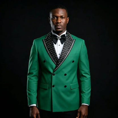 Luxury Beaded Men Suits for Wedding Party Double Breasted Groom Tuxedo for Man Slim Fit Blazer Pants Set 2 Pieces 2026 New
