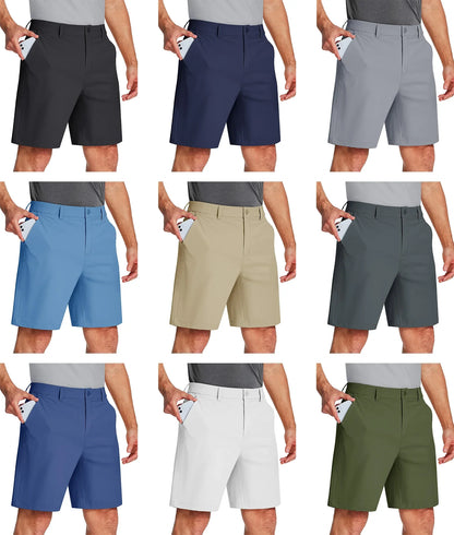 Golf Quick Dry Shorts Men Stretch Lighyweight Dress Work Casual Shorts with 4 Pockets Flat Front Hiking Shorts 9 Inch