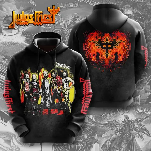 Rock band Judas Priest retro 3D printed men's and women's sports shirts, street long sleeved pullovers, American sweatshirts