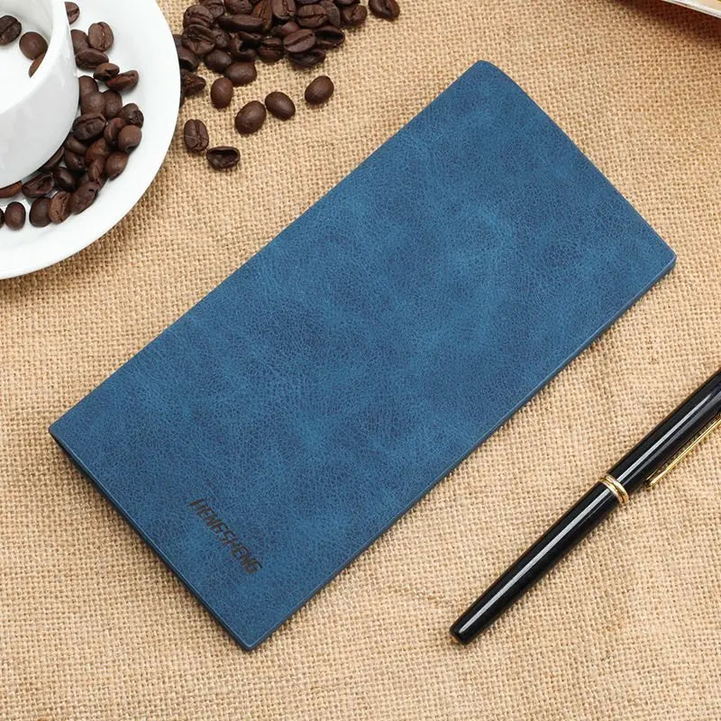 Long Men's Wallet, Thin Vintage Frosted Soft Leather Billfold, Men's Personalized Fashion Student Ticket Holder Moneybag 2025