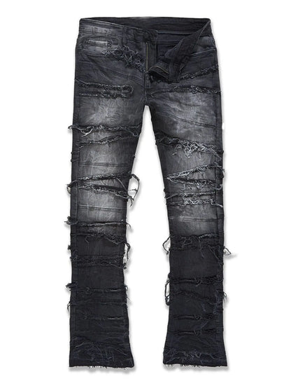 Straight Pant Men Jeans Denim Pants Slim Fit Irregular Folds Tassel Splice Simple Button Pocket High Street Trousers Spring