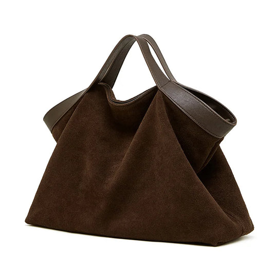 Women's Large Capacity Tote Bag 2025 New Vintage Suede Leather Spacious Crossbody Bag Commuting Versatile Trendy Premium Handbag