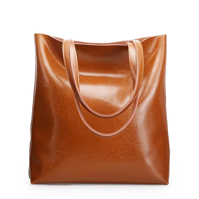 2024 Office Hand Shoulder Bags For Women Tote Cow Leather Bag Ladies Genuine Leather Handbags Big Women Bag Large Vintage Female
