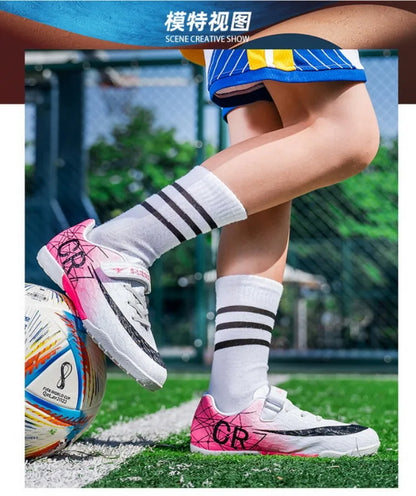 Kids Sport Football Shoes For Boys Indoor Turf Training Outdoor Fast Hall Childrens Soccer Shoes Light Football Boots Sneakers