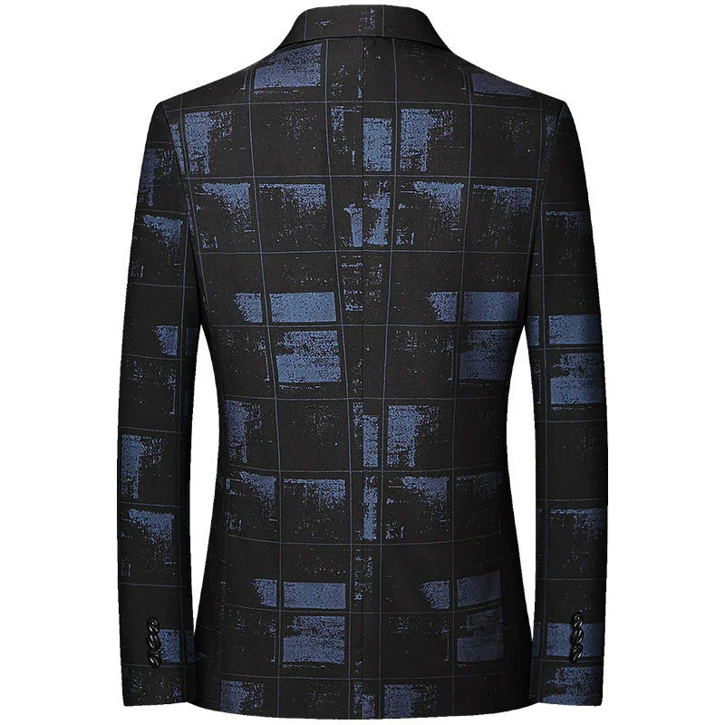 Fashion Print Slim Fit Men's Blazers Outerwear Business Casual Suit Jacket For Men Spring Autumn Korean Style Wedding Coats Man