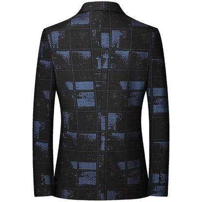 Fashion Print Slim Fit Men's Blazers Outerwear Business Casual Suit Jacket For Men Spring Autumn Korean Style Wedding Coats Man