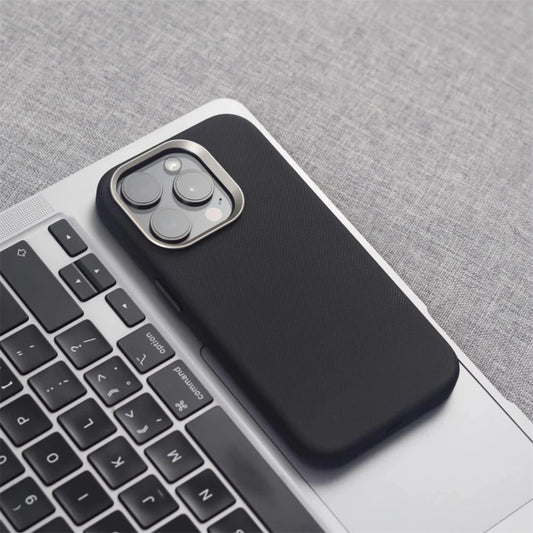 Luxury Alloy Lens Frame Particle PU Leather Magnetic Case For iPhone 17 16 Pro Max 15 14 13 For Magsafe Wireless Charging Cover