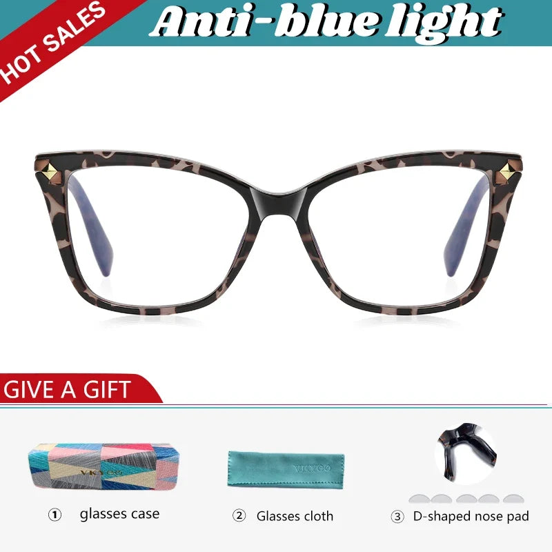 Usual Cat Eye Myopia Prescription Glasses Hyperopia Women Reading CR39 Anti Blue Light Optical Eyeglasses Frame PFD2127