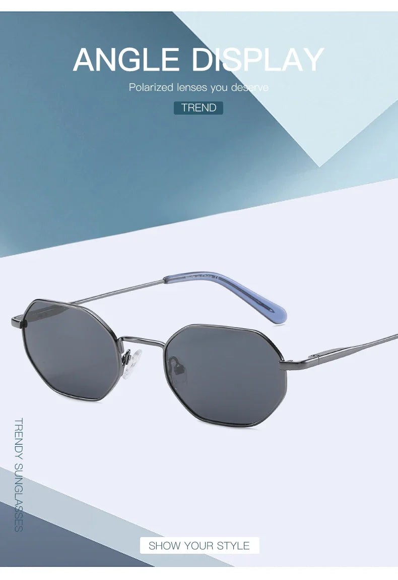 Retro Small Polygon Polarized Sunglasses Women Metal UV400 Sun Glasses Men Anti-Glare UV400 Goggles Driving Eyewear