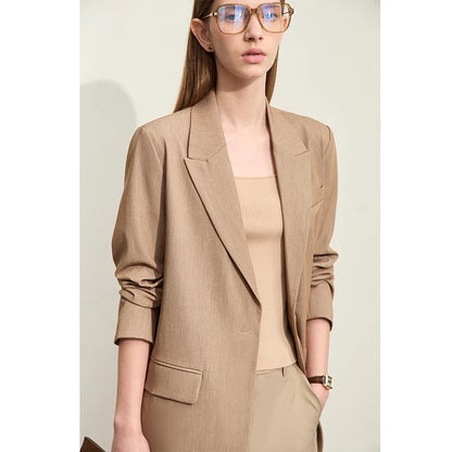 Minimalism Blazer for Women Korean 2023 Sping New Loose Office Lady Women's Jacket Fashion Black Solid Female Coat 12321065