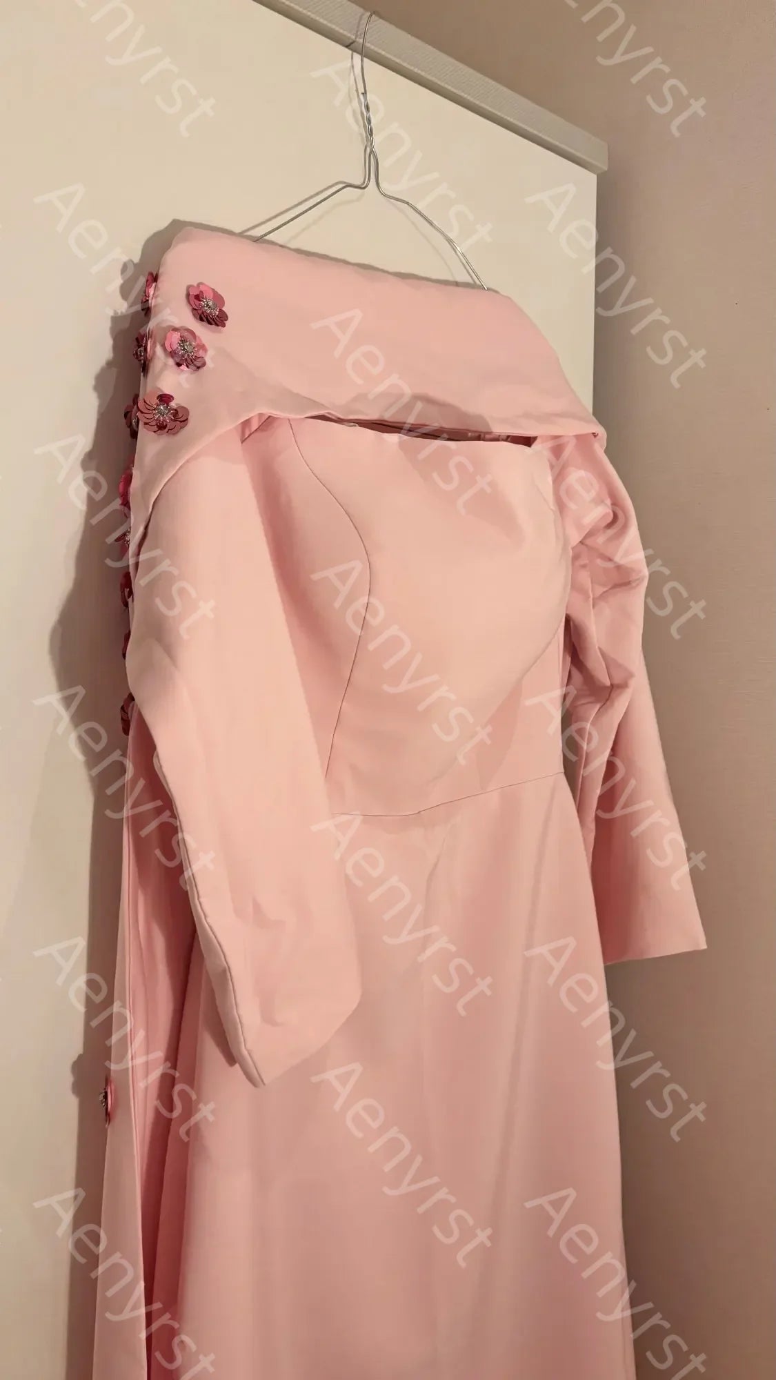 Dubai Elegant Vintage Customize Pink Formal Occasion Prom Dresses Flower Applique Evening Party Gowns  فستان مناسبات