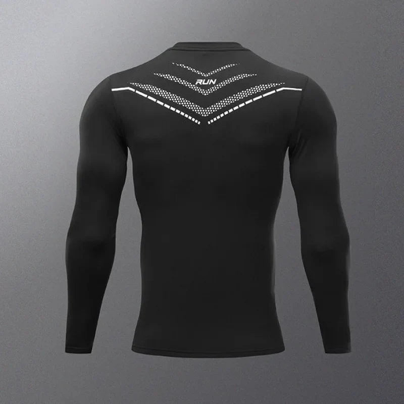 Men's Single-Piece Thin Breathable Quick-Dry Moisture-Wicking Long Sleeve Compression Shirt for Summer Running Fitness