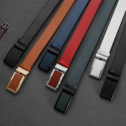Men Belt Genuine Leather High Quality Buckle Jeans Cowskin Casual Belts Business Cowboy Male Automatic Buckle Belt 115cm 125cm