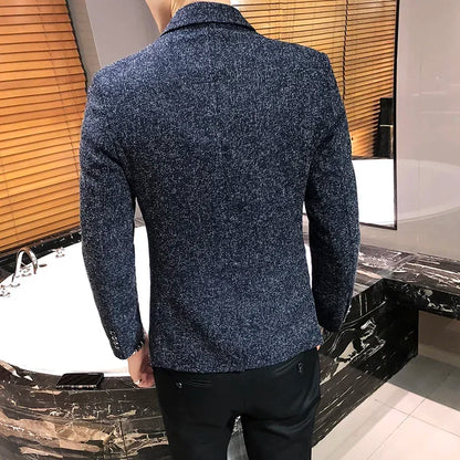 New Boutique Men's Solid Color British Style Fashion Casual Business Job Interview Gentleman Party Best Man Dress Suit
