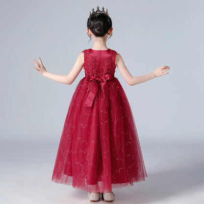 BX683 Kids Dresses For Girls Lace Dress Gown Princess Clothes Children Formal Evening Party Flower Girls Wedding Vestidois