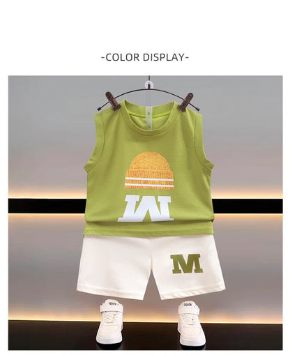 1Set Boys Girls Leisure Set Fashion Cartoon Children Short Sleeve Shorts Sets Summer Kids Clothes Baby Tee+Short Pants Tracksuit