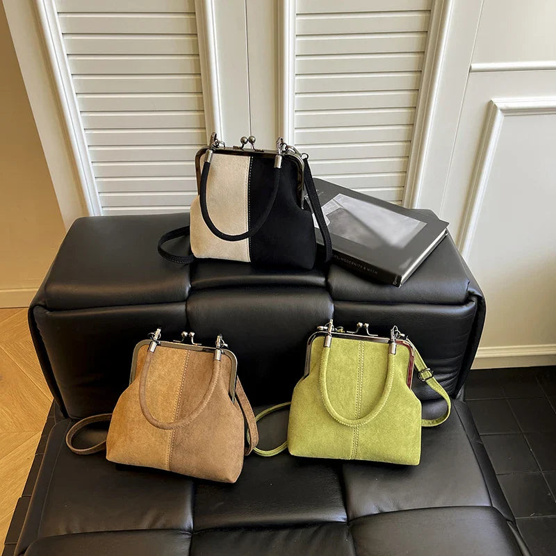 Women's Retro Frosted Splice Handbag Large Leisure Travel Trip Shopping Work Commuting Crossbody Shoulder Bag Elegant Clutch Bag