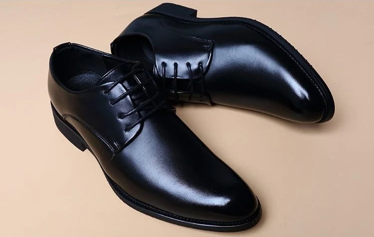 Business Formal Men's Pointed Toe Loafers with Invisible Heel Lift Korean Style Versatile Wedding Shoes for Youth Trendy Design