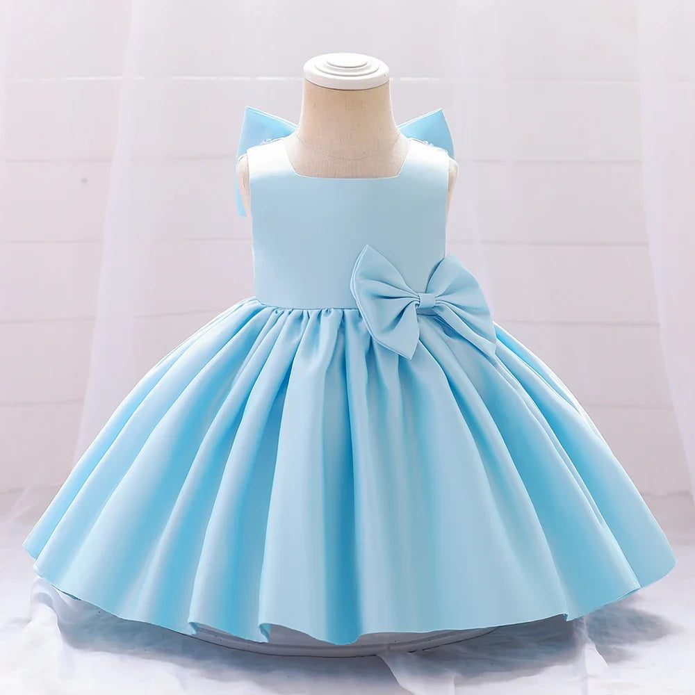 Big Bow Baby Girls Party Dress Toddler 1st Birthday Baptism Princess Kids Dresses for Girl White Wedding Prom Christmas Costumes