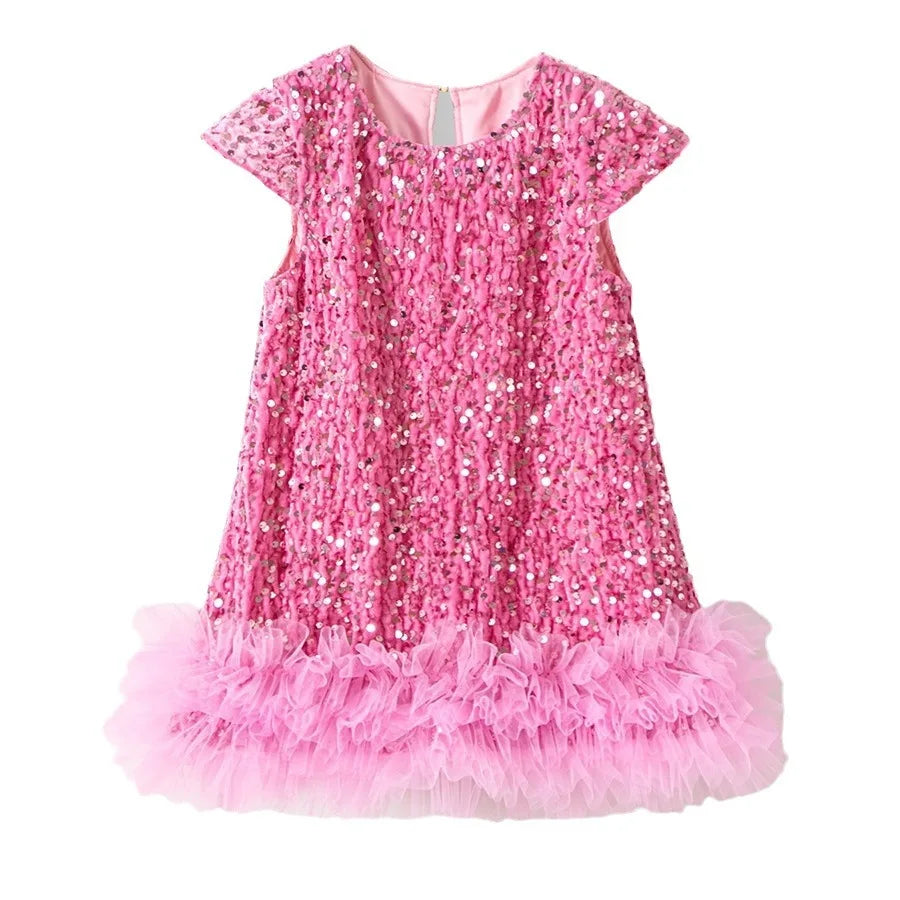 Girls Halloween Sequined Vest Skirt Princess TuTu Dress Children's Birthday Party Christmas Fluffy Dress Mesh Skirt Dresses L465