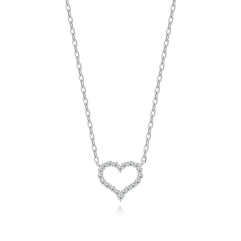 2CT Pass Tested Moissanite Heart Necklace for Women S925 Silver Plated Platinum Simulated Diamonds Pendant Birthday Gift