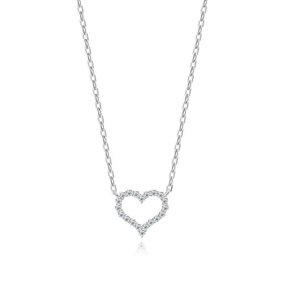 2CT Pass Tested Moissanite Heart Necklace for Women S925 Silver Plated Platinum Simulated Diamonds Pendant Birthday Gift
