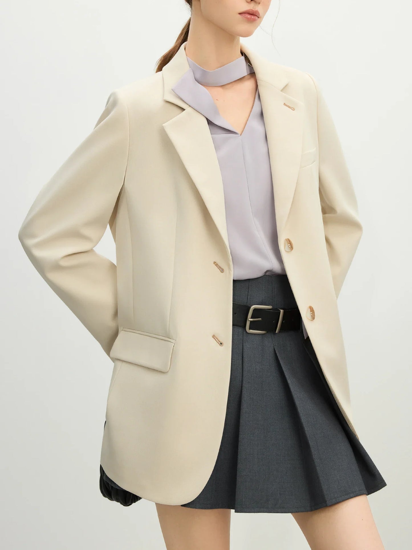 Versatile Elegant Style Blazer Jacket for Women 2025 New Arrival Unique Design Office Loose Top Green Chic Coat 25FS11075