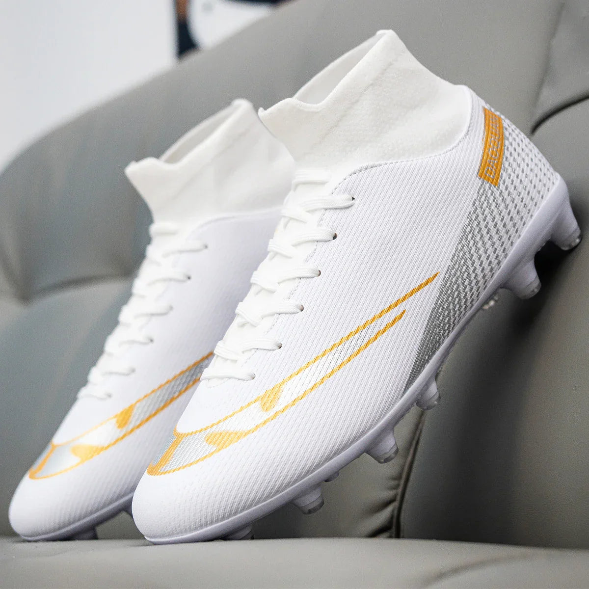 Premium high-top football shoes FG long studs and TF short studs, suitable for both men and women, offer comfort. Sole spikes