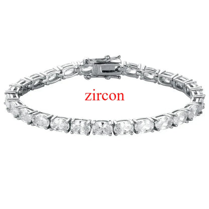 0.3-1.5CT Oval Cut Moissanite Hip-hop Tennis Bracelets for Women Men Lab Diamond Wedding Party 100% S925 Silver Chain
