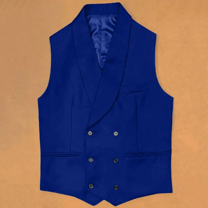Men Vest Black With Lapel Double Button Waistcoat For Wedding Birthday Banquet Party Business Work Daily Casual Men Suit Vest