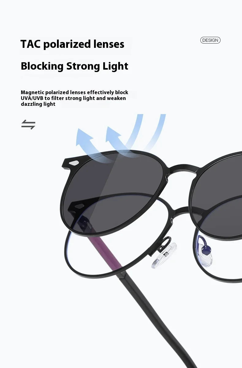 New Style 3 In 1 Metal Magnet Clip On Polarized Sunglasses Men Women Luxury Brand Design Sun Glasses Frame Eyewear UV400