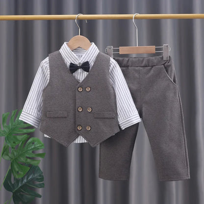 Spring Autumn Fashion Baby Clothes Suit Children Boys Vest Shirt Pants 3Pcs/Sets Infant Clothing Toddler Costume Kids Tracksuits