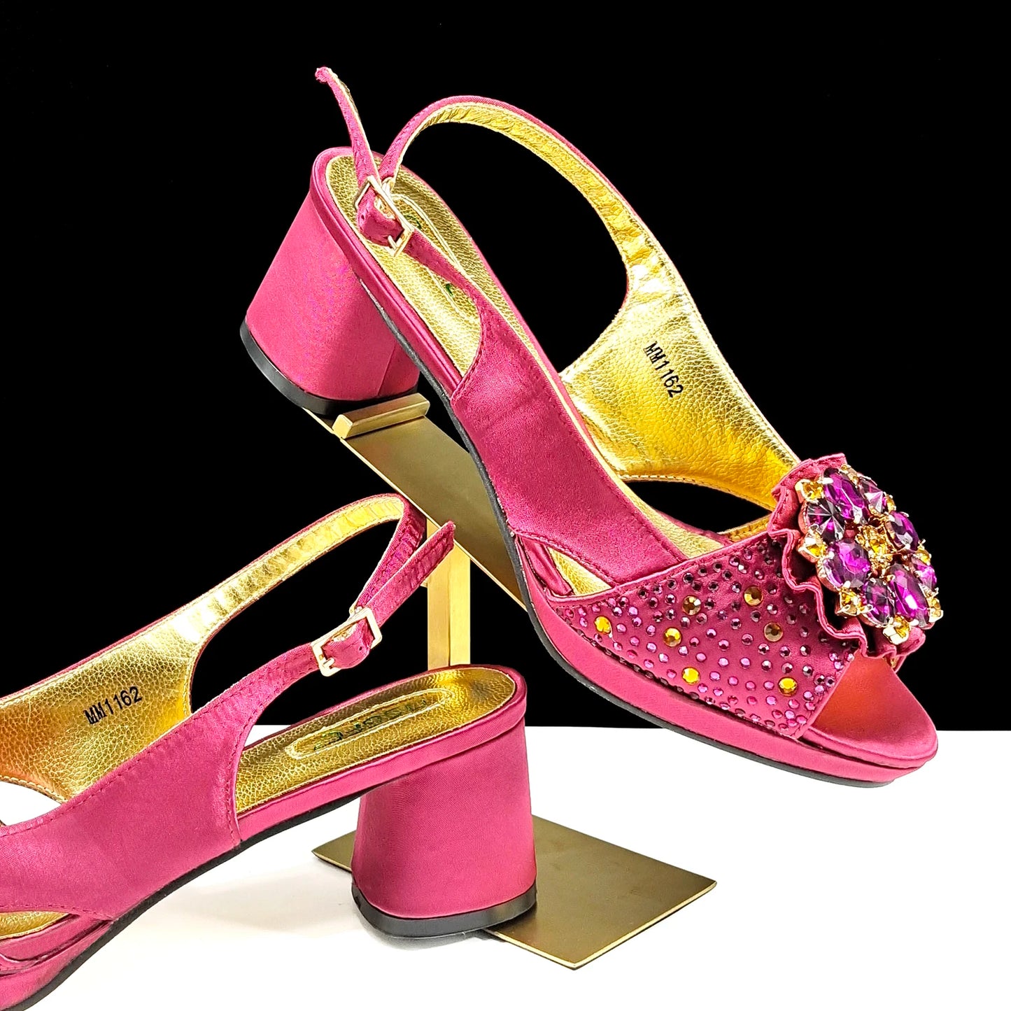 Open Toe Women Heels for 2024 Elegant Party Olive Color Diamond Pumps Italian Shoes and Bags Matching Set