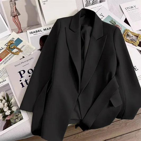 Elegant Blazer Woman Spring New Solid Color Tie Suit Jacket Temperament Korean Version of The Casual Trend Suit Woman Clothing