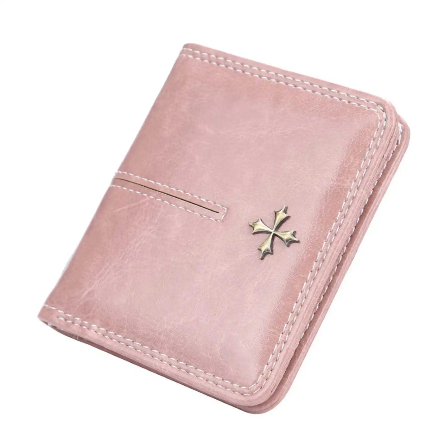 Portefeuille court en PU ciré huilé pour femmes, porte-monnaie multi-cartes avec fermeture éclair, sac tout-en-un