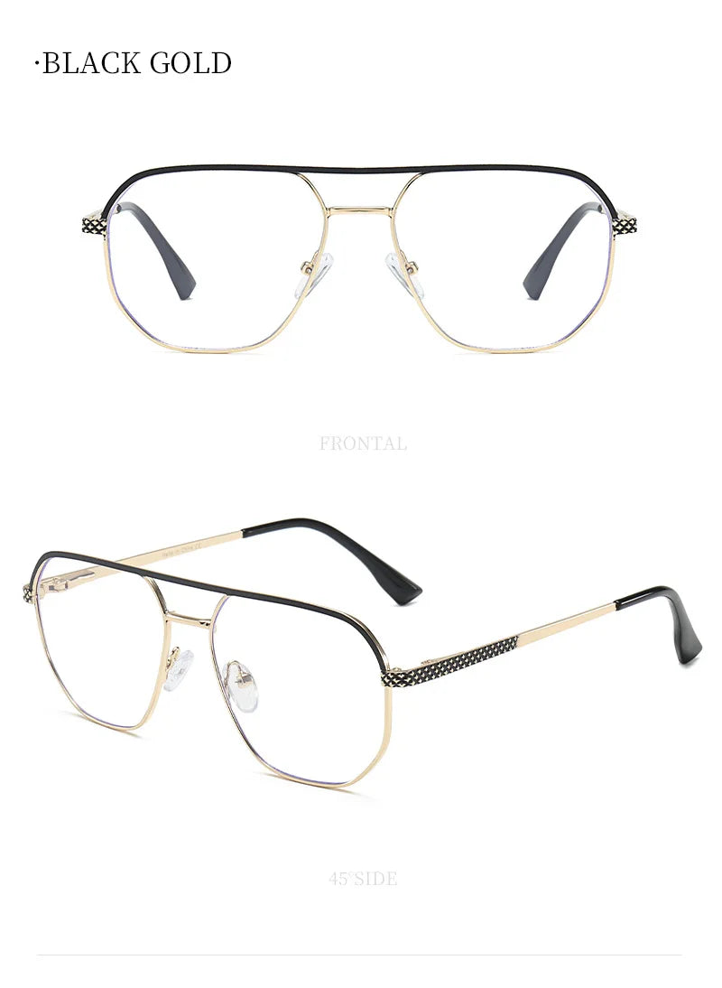 Fashion Metal Eyeglasses Frames New Double-Beam Eyeglasses Frames Anti-Blue Light Eyeglasses Customizable Prescription