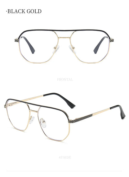 Fashion Metal Eyeglasses Frames New Double-Beam Eyeglasses Frames Anti-Blue Light Eyeglasses Customizable Prescription