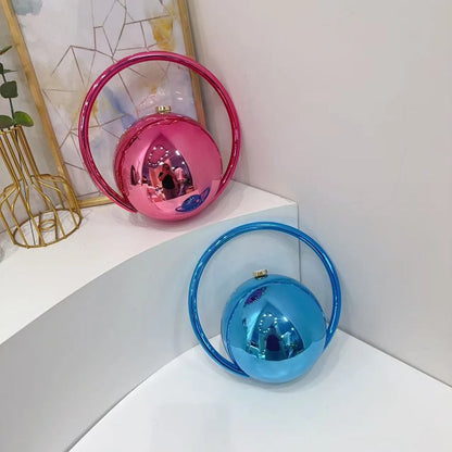 Gold Acrylic Round Ball Hand Bag For Women Handbags Silvery Evening Clutch Handbags Round Ball Purse 2025 Chic