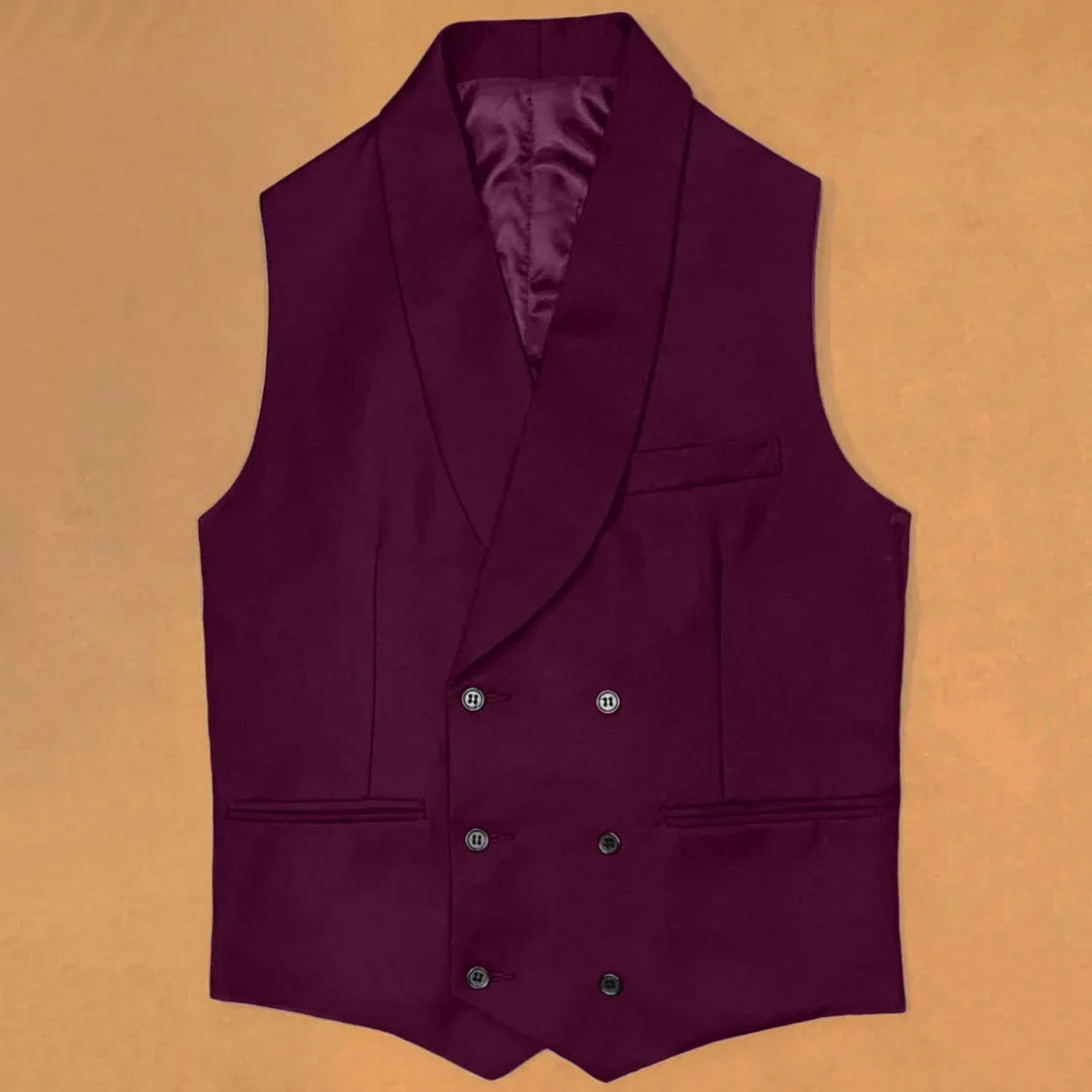 Men Vest Black With Lapel Double Button Waistcoat For Wedding Birthday Banquet Party Business Work Daily Casual Men Suit Vest