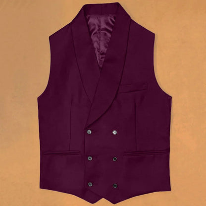 Men Vest Black With Lapel Double Button Waistcoat For Wedding Birthday Banquet Party Business Work Daily Casual Men Suit Vest